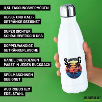 Edelstahl-Trinkflasche Surfing Beach Sunset 500ml Wasserflasche