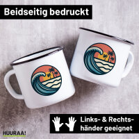 Emaille Tasse Beach Strand Welle 300ml Vintage