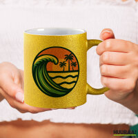 Glitzertasse Beach Strand Welle 330ml