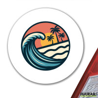 Aufkleber Beach Strand Welle 10cm rund