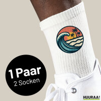 Unisex Socken Beach Strand Welle Größe 37/46 White Motiv Tennissocken