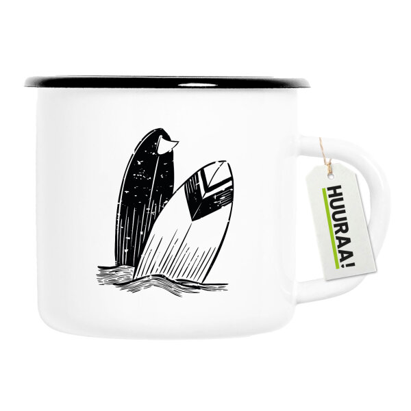 Emaille Tasse Surfboard Board 300ml Vintage Emaille Becher