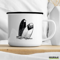 Emaille Tasse Surfboard Board 300ml Vintage Emaille Becher