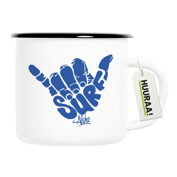Emaille Tasse Hang Loose Surf Aloha 300ml Vintage Emaille Becher