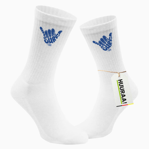 Unisex Socken Hang Loose Surf Aloha Größe 37/46 White Motiv Tennissocken
