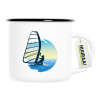 Emaille Tasse Windsurfer Surfen 300ml Vintage Emaille Becher