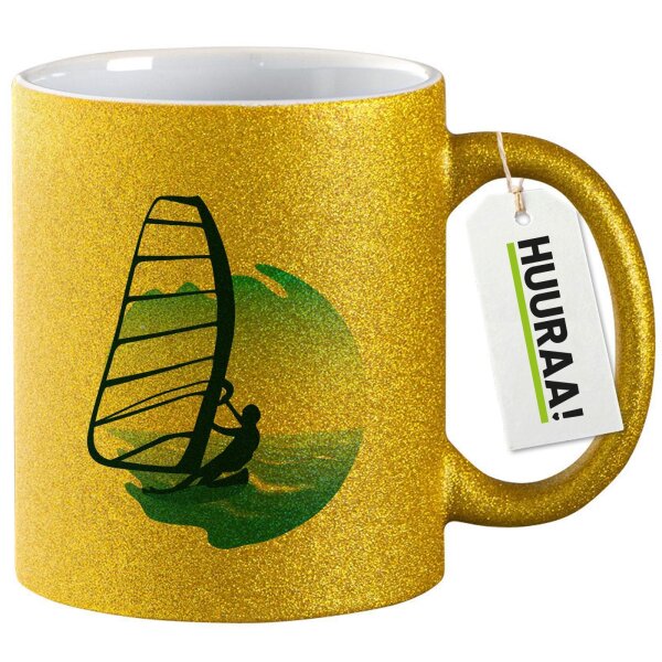 Glitzertasse Windsurfer Surfen 330ml