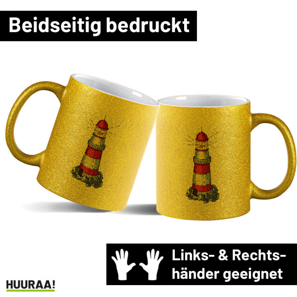 Glitzertasse Leuchtturm Lighthouse 330ml
