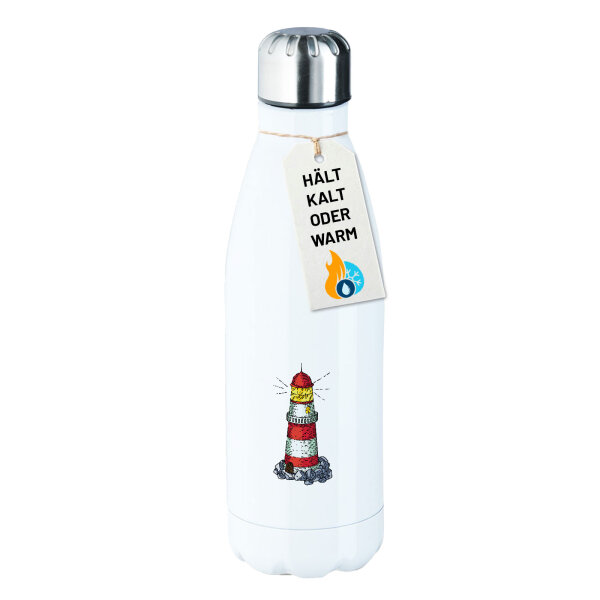 Edelstahl-Trinkflasche Leuchtturm Lighthouse 500ml Wasserflasche