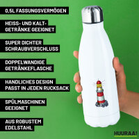 Edelstahl-Trinkflasche Leuchtturm Lighthouse 500ml Wasserflasche
