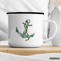 Emaille Tasse Anker Anchor 300ml Vintage Emaille Becher