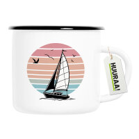 Emaille Tasse Segelboot segeln 300ml Vintage Emaille Becher