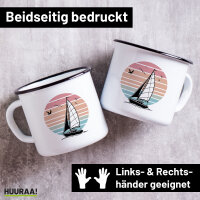 Emaille Tasse Segelboot segeln 300ml Vintage Emaille Becher