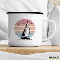Emaille Tasse Segelboot segeln 300ml Vintage