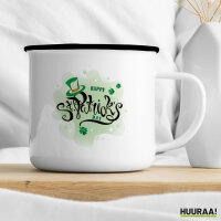 Emaille Tasse Happy St. Patrick’s Day Zylinder 300ml Vintage Emaille Becher