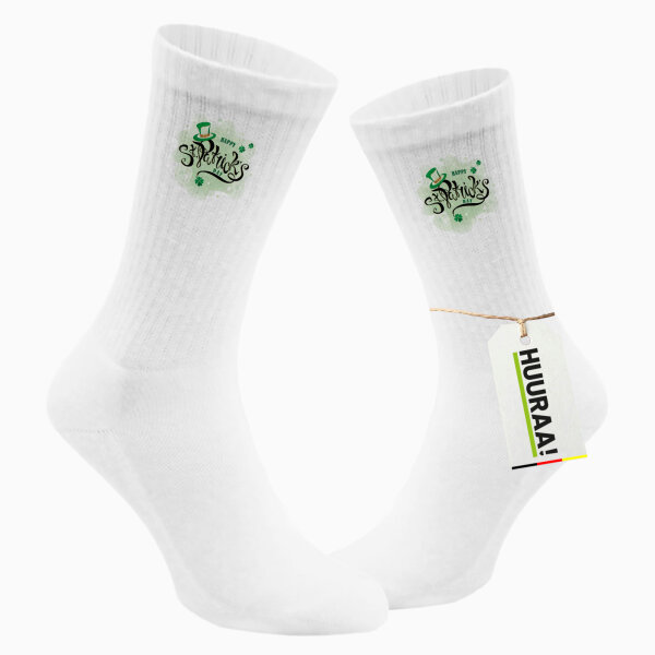 Unisex Socken Happy St. Patrick’s Day Zylinder Größe 37/46 White Motiv Tennissocken
