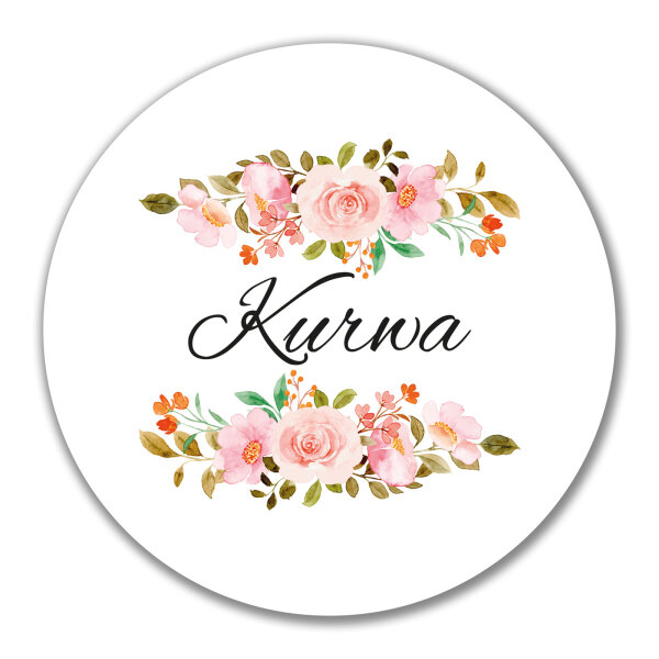 Aufkleber Kurwa polnisch Blumen 10cm