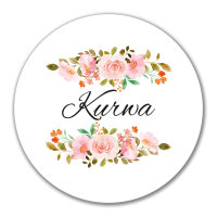 Aufkleber Kurwa polnisch Blumen 10cm