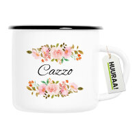 Emaille Tasse Cazzo italienisch Blumen 300ml Vintage