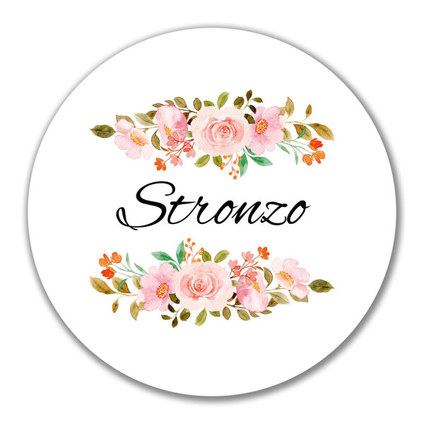 Aufkleber Stronzo italienisch Blumen 10cm rund