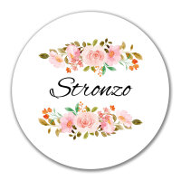 Aufkleber Stronzo italienisch Blumen 10cm rund