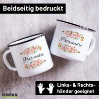 Emaille Tasse Puta madre spanisch Blumen 300ml Vintage