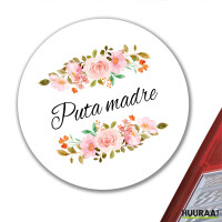 Aufkleber Puta madre spanisch Blumen 10cm