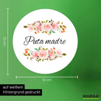 Aufkleber Puta madre spanisch Blumen 10cm