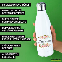 Trinkflasche Puta madre spanisch Blumen 500ml Edelstahl Wasserflasche