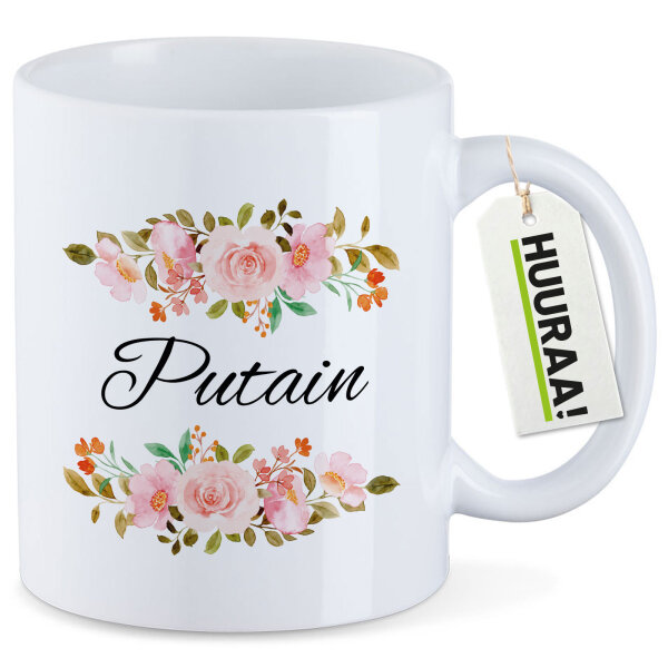 Kaffeetasse Putain französisch Blumen 330ml