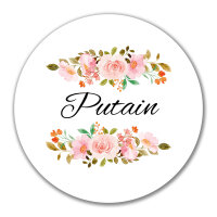 Aufkleber Putain französisch Blumen 10cm
