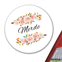 Aufkleber Merde französisch Blumen 10cm