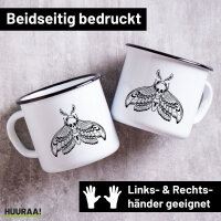 Emaille Tasse Totenkopfschwärmer Motte 300ml Vintage