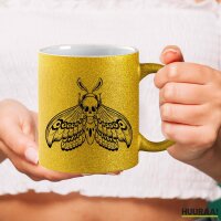 Glitzertasse Totenkopfschwärmer Motte 330ml