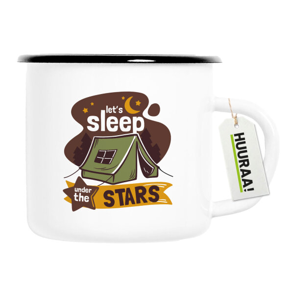 Emaille Tasse Sleep under the stars Zelt 300ml Vintage Emaille Becher