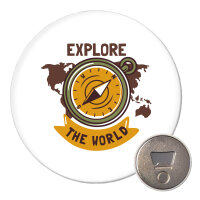 Magnet Explore the world Kompass 59mm Kühlschrankmagnet