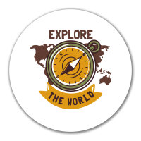 Aufkleber Explore the world Kompass 10cm rund