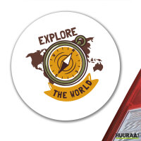 Aufkleber Explore the world Kompass 10cm rund