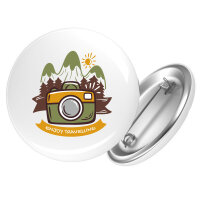Button Enjoy travelling Kamera rund