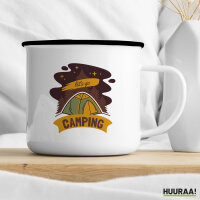 Emaille Tasse let´s go camping Zelt 300ml Vintage