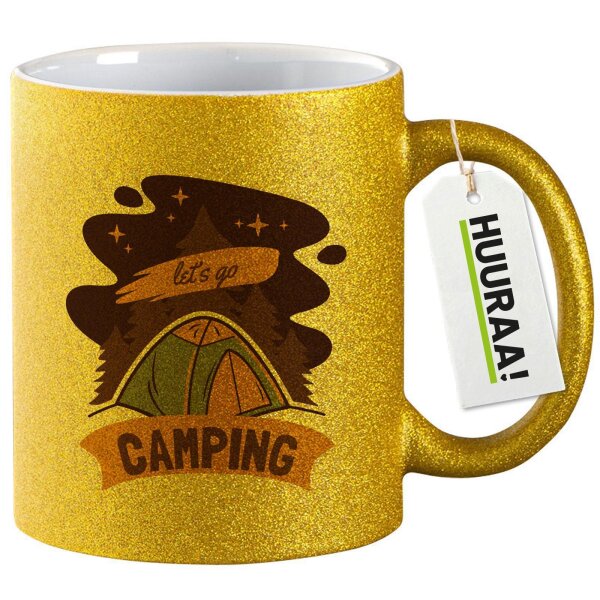 Glitzertasse let´s go camping Zelt 330ml