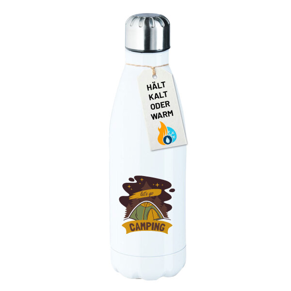 Trinkflasche let´s go camping Zelt 500ml Edelstahl Wasserflasche