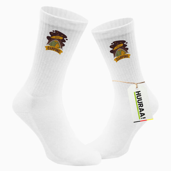 Unisex Socken let´s go camping Zelt Baumwolle