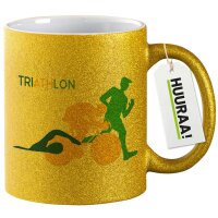 Glitzertasse Triathlon Schwimmen, Radfahren und Laufen 330ml