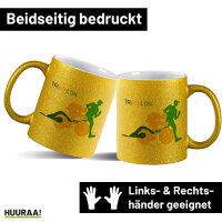 Glitzertasse Triathlon Schwimmen, Radfahren und Laufen 330ml