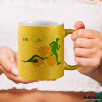 Glitzertasse Triathlon Schwimmen, Radfahren und Laufen 330ml
