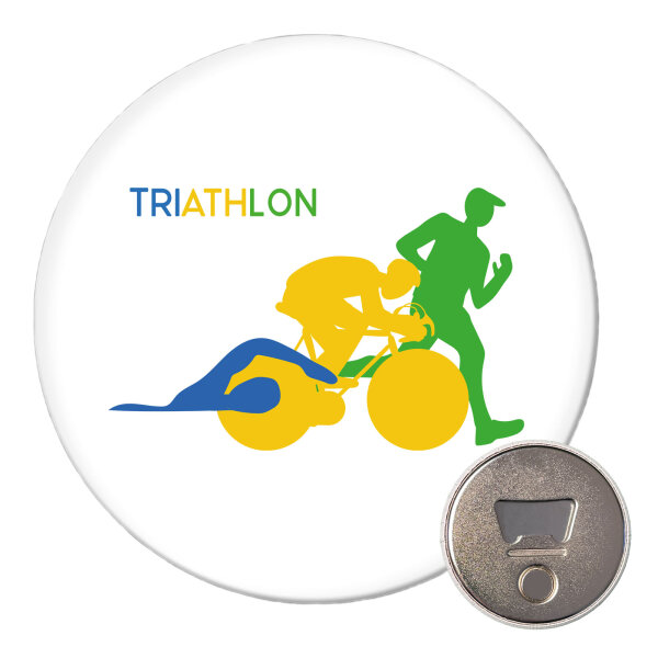 Magnet Triathlon Schwimmen, Radfahren und Laufen 59mm Kühlschrankmagnet