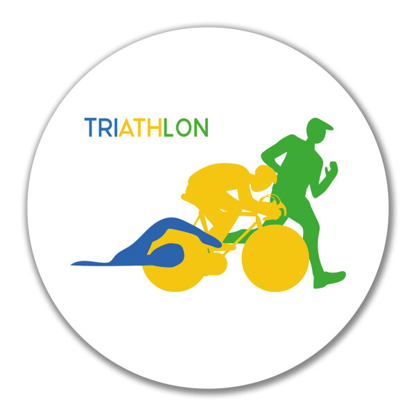 Aufkleber Triathlon Schwimmen, Radfahren und Laufen 10cm