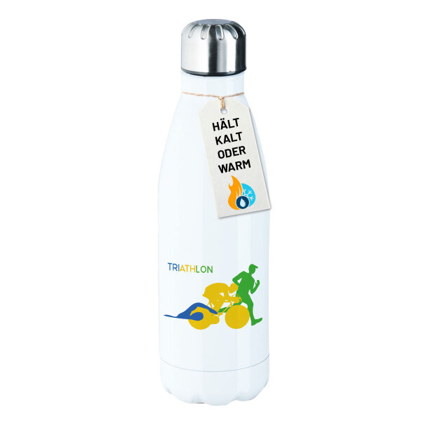 Edelstahl-Trinkflasche Triathlon Schwimmen, Radfahren und Laufen 500ml Wasserflasche
