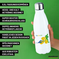 Edelstahl-Trinkflasche Triathlon Schwimmen, Radfahren und Laufen 500ml Wasserflasche